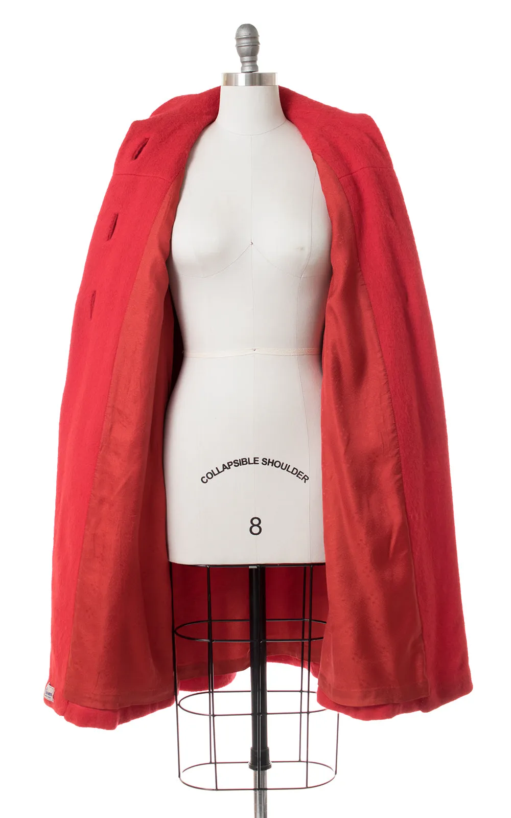 1950s Red Wool Swing Coat with Candy Buttons | small/medium