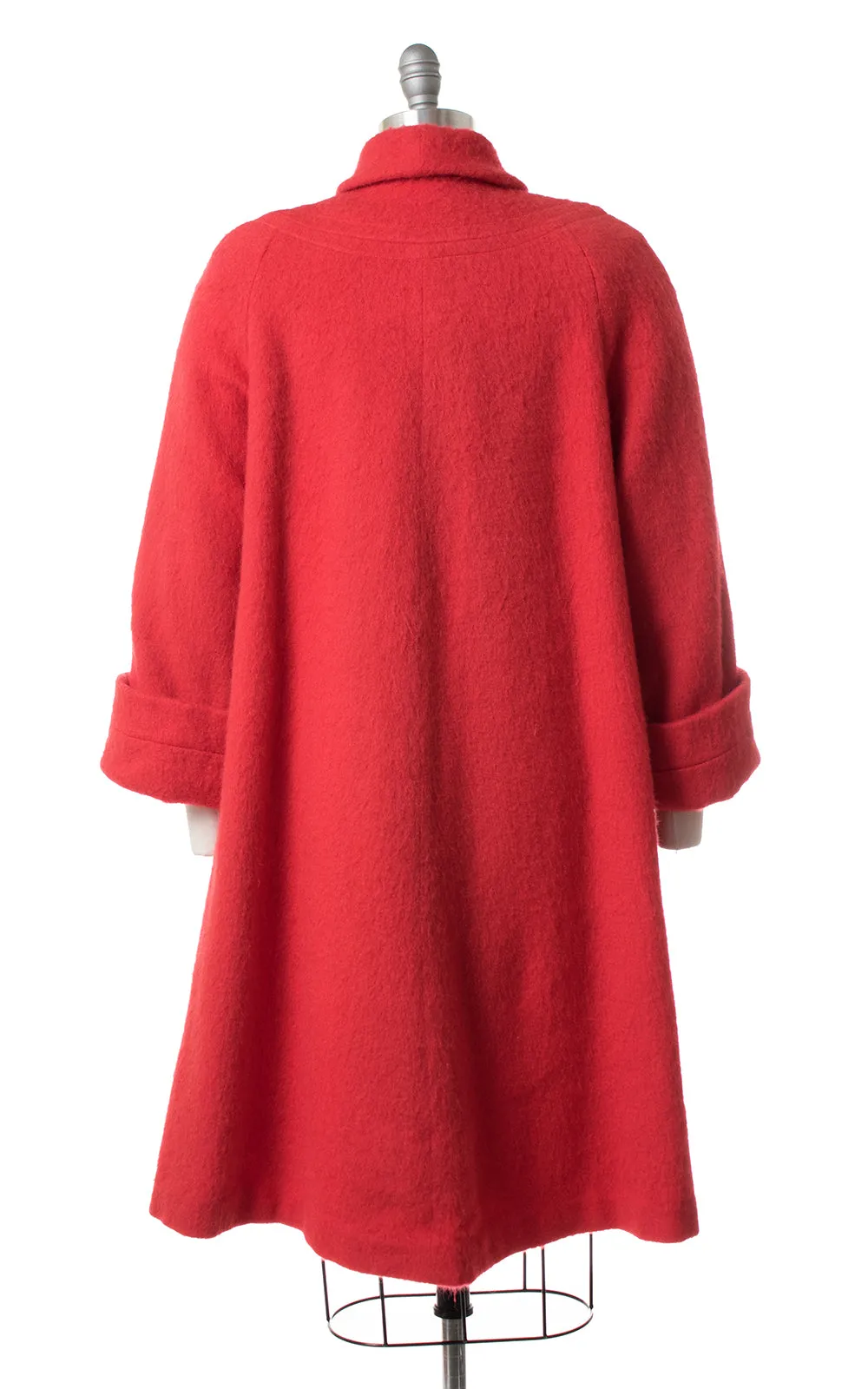 1950s Red Wool Swing Coat with Candy Buttons | small/medium