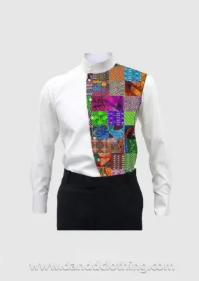African White Shirt Patches Half Design