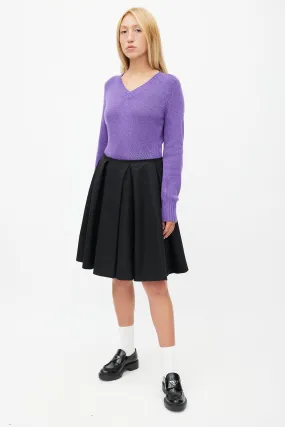 Black Pleated Wool Skirt