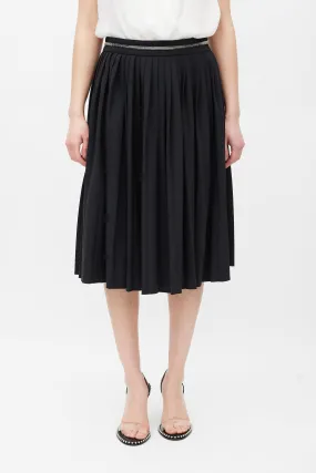 Black Pleated Zip Skirt