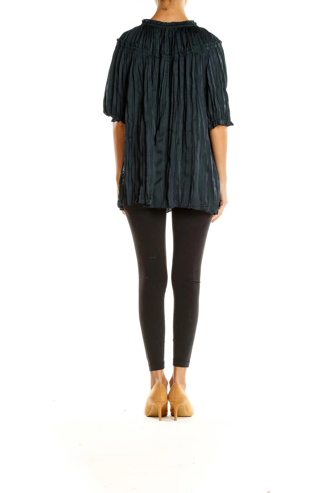 Black Retro Ruffle Top