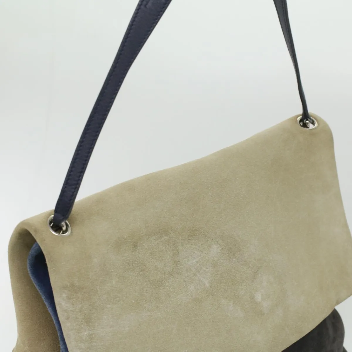 Celine Shoulder Bag Suede Beige Blue black  ar8501