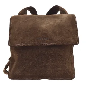 CHANEL 1997-1999 Brown Suede Logo Shoulder Bag