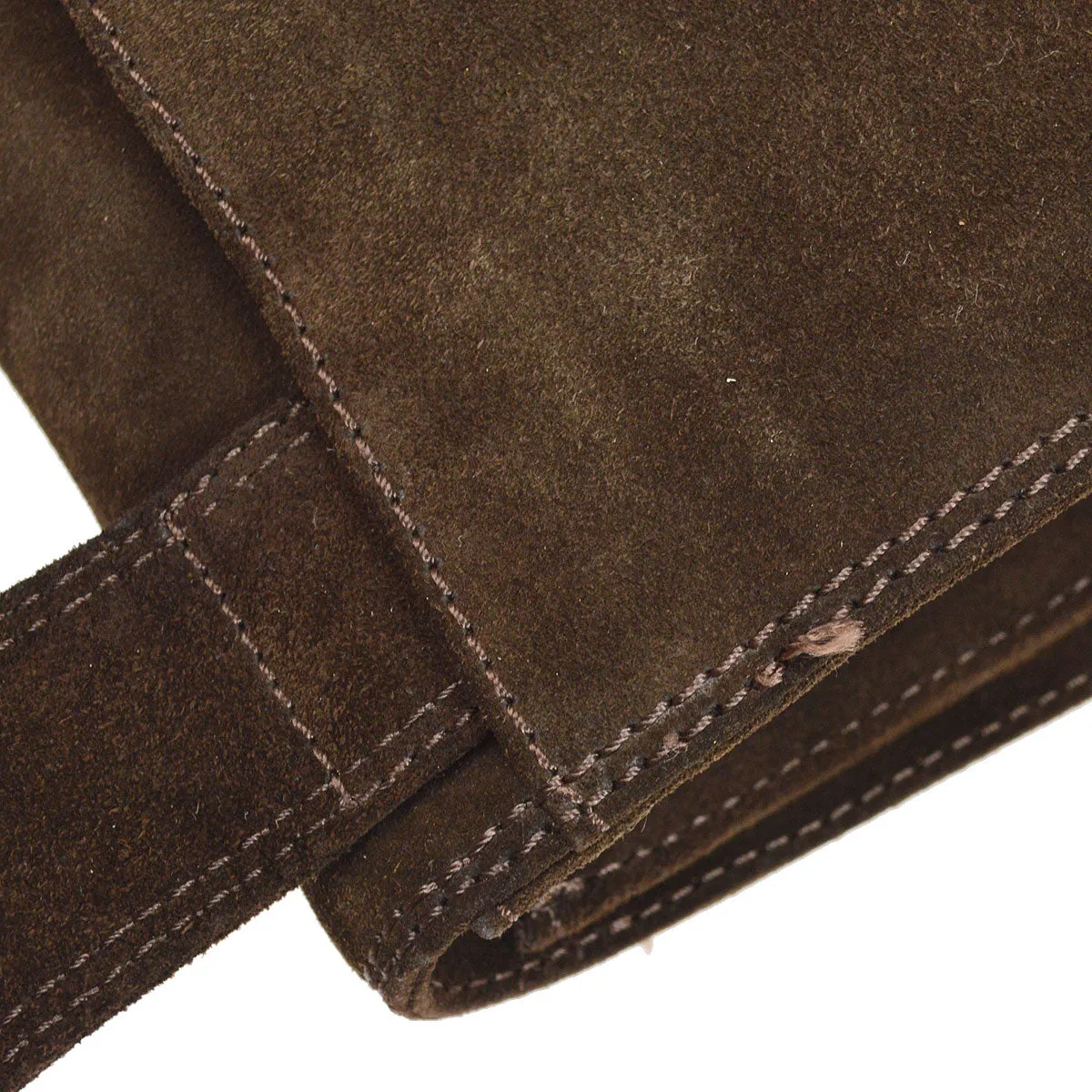 CHANEL 1997-1999 Brown Suede Logo Shoulder Bag