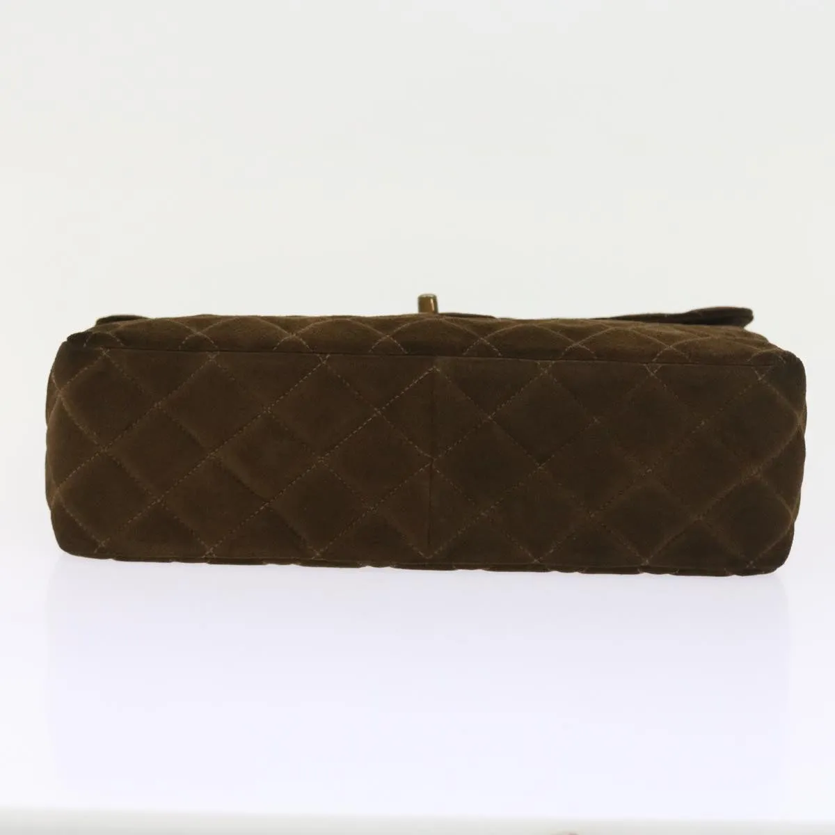 CHANEL Big Matelasse Chain Shoulder Bag Suede Brown CC Auth 57075A