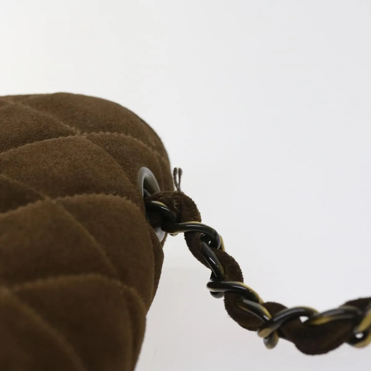 CHANEL Big Matelasse Chain Shoulder Bag Suede Brown CC Auth 57075A