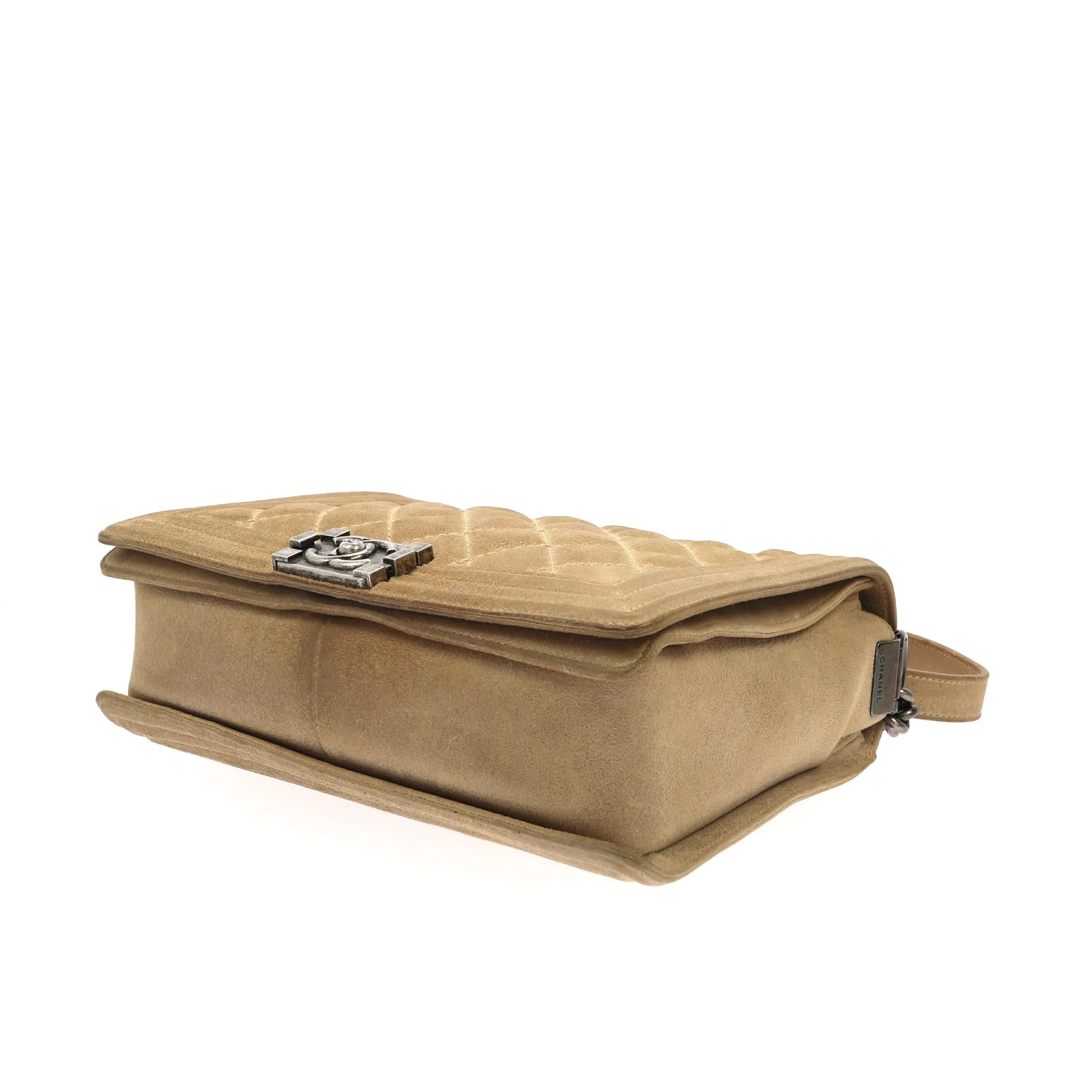 CHANEL Boy Shoulder Bag in Beige Suede