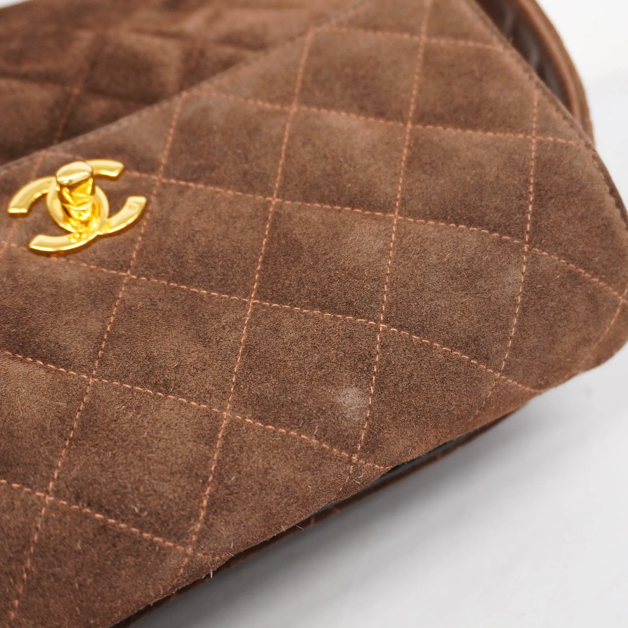 CHANEL  Matelasse Women's Suede Shoulder Bag Brown