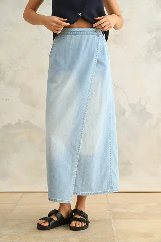 Downtown Denim Wrap Skirt