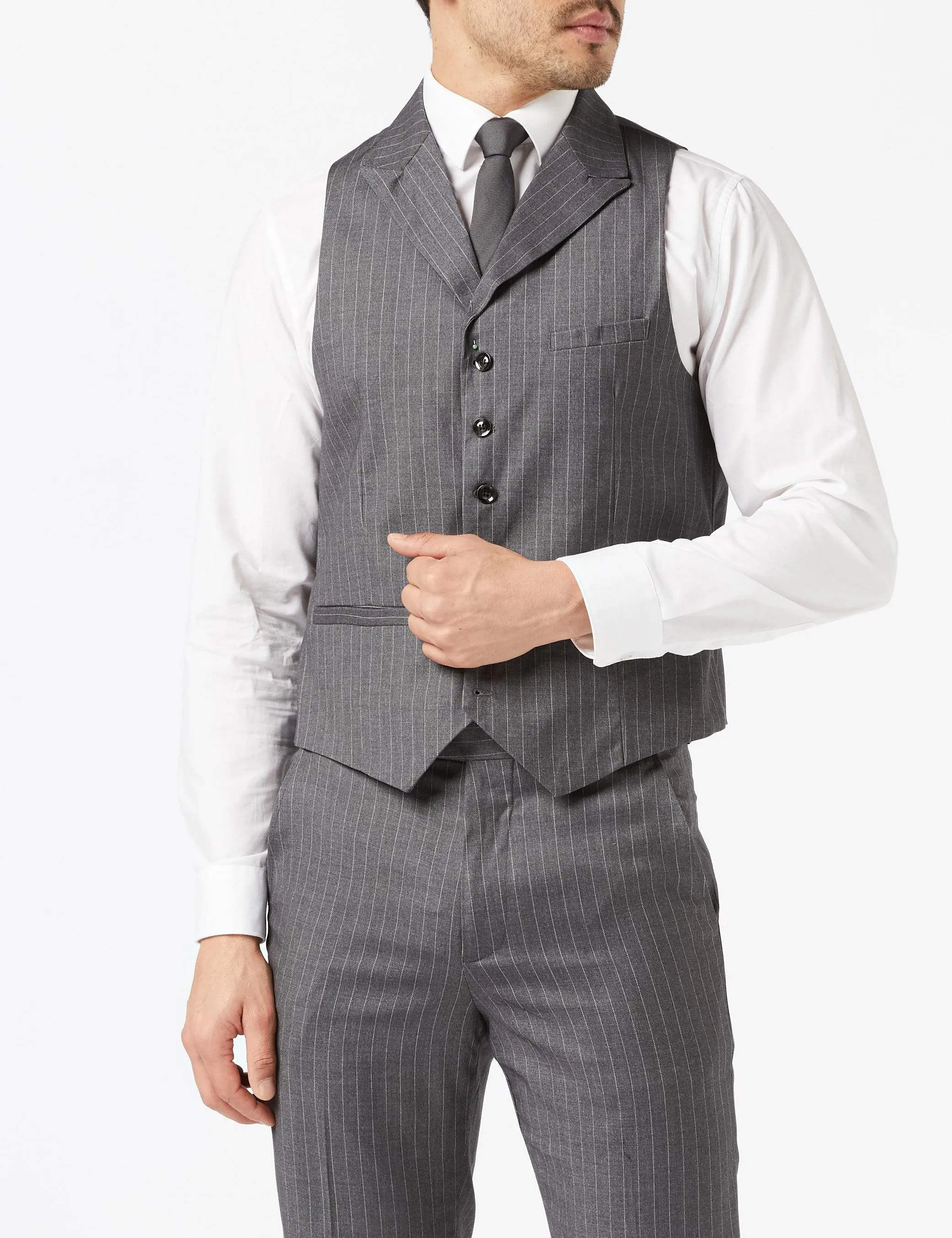 George - Double Breasted Grey Pinstripe Suit