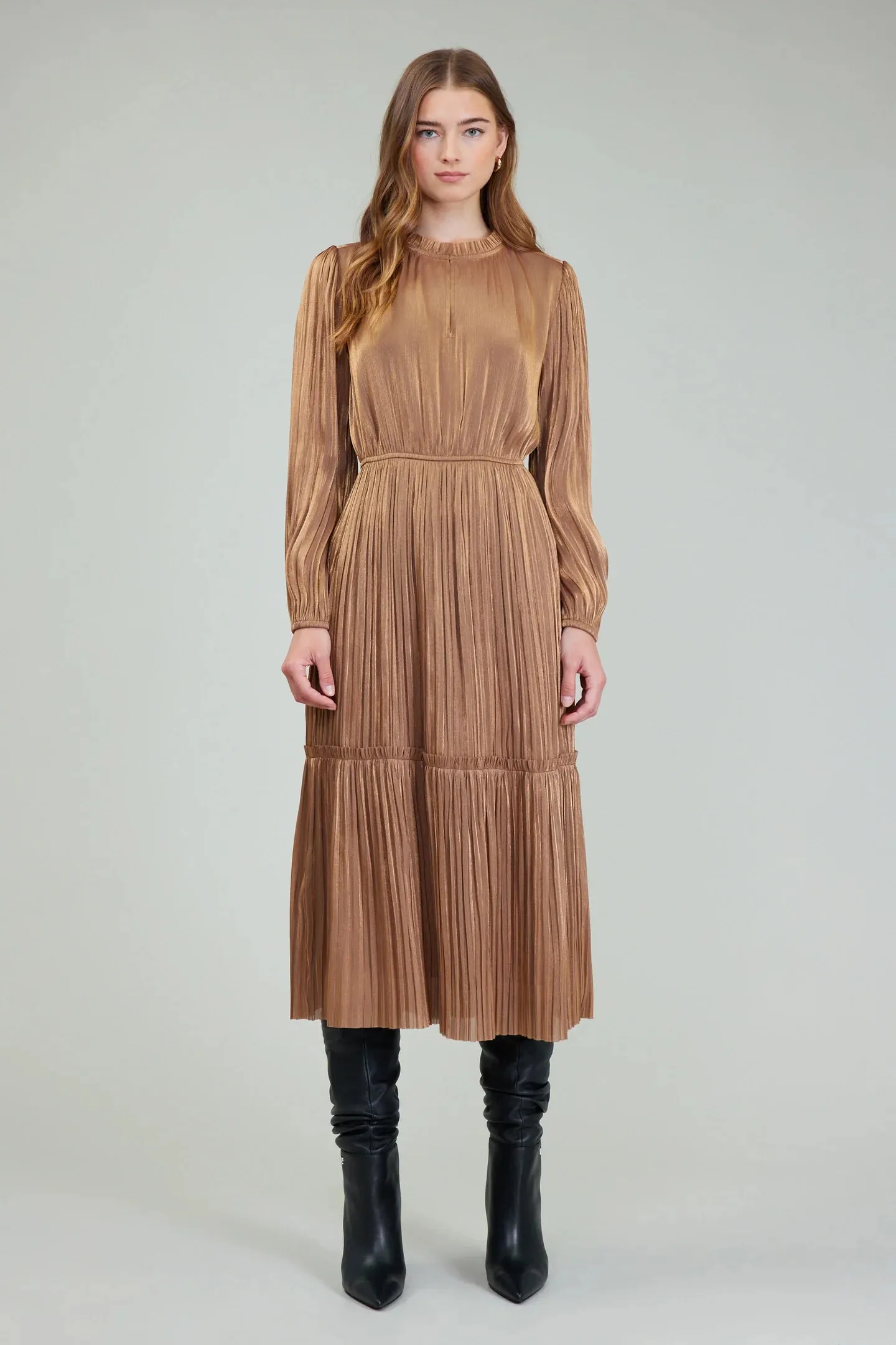 Gold Pleated Dress