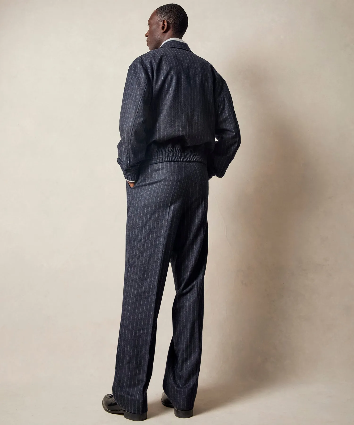 Italian Wool Casual Suit in Navy Pinstripe