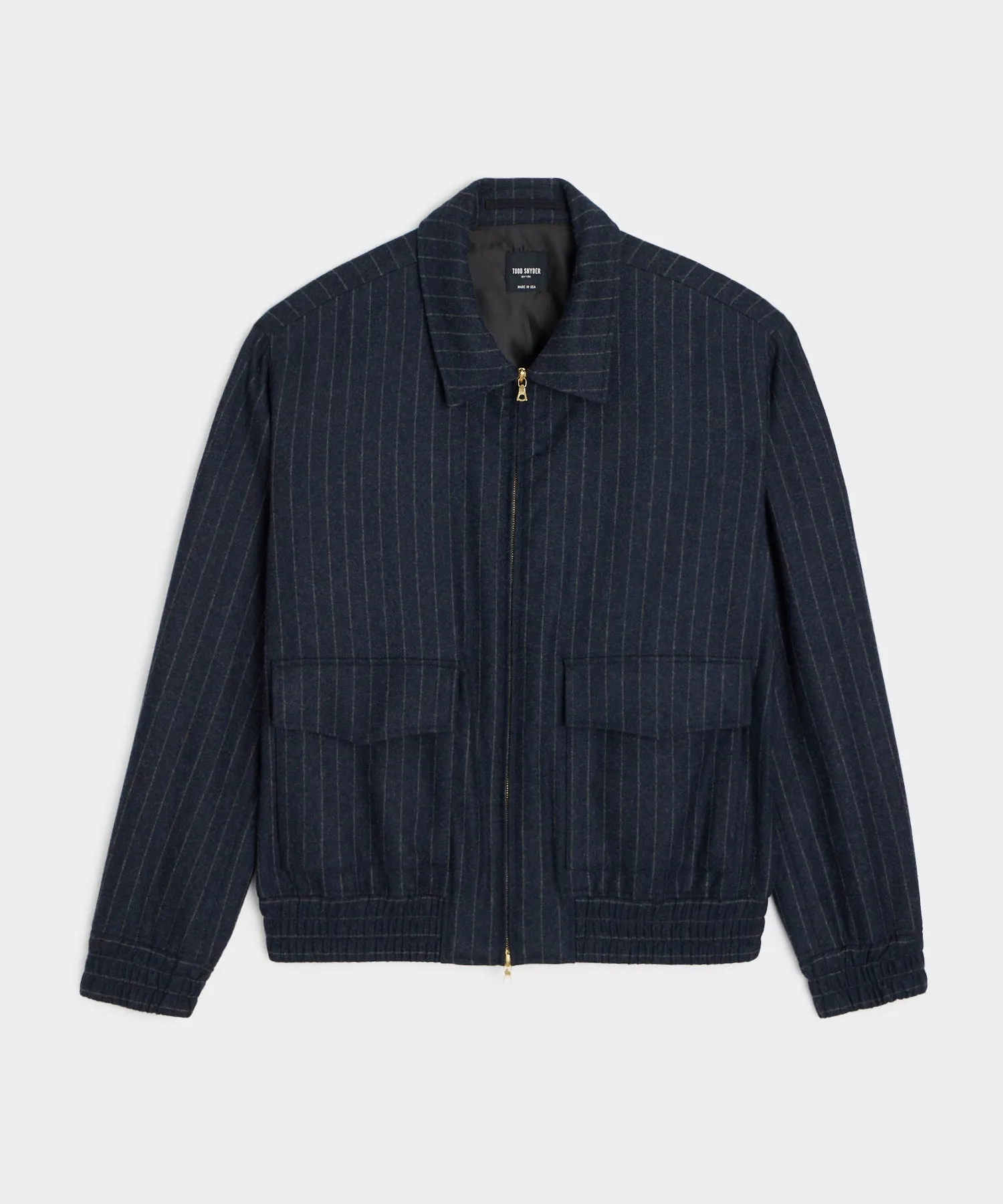 Italian Wool Casual Suit in Navy Pinstripe