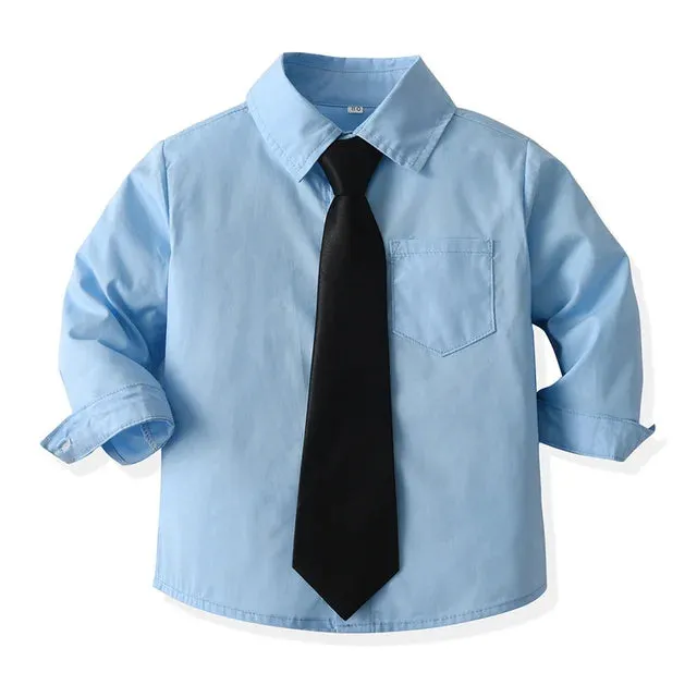 Kids Boys Formal Shirts Toddler Boy Long Sleeve Children Clothing for School Uniform