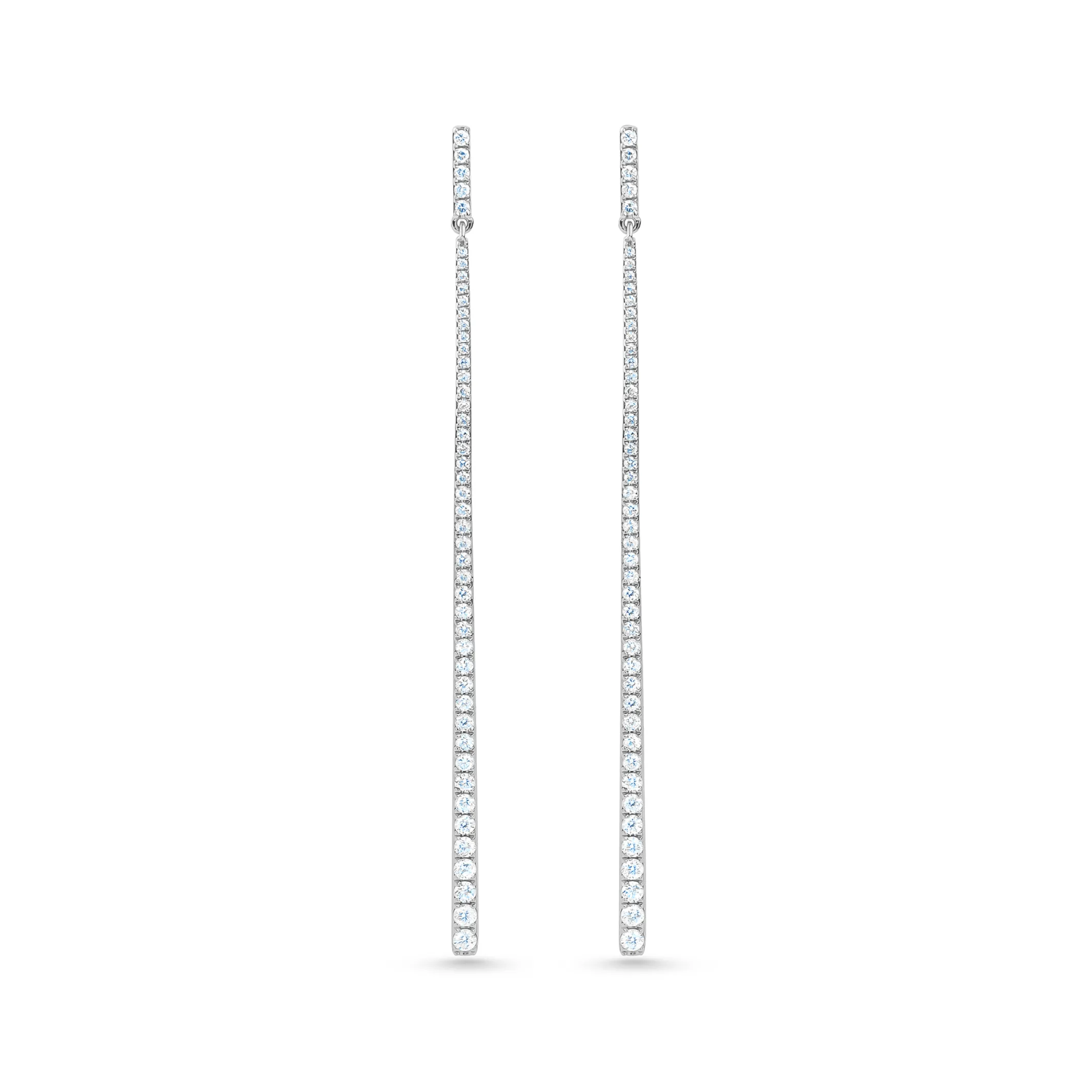 Line White Diamond Earrings