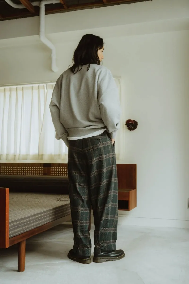 loose slacks pants/checkgreen