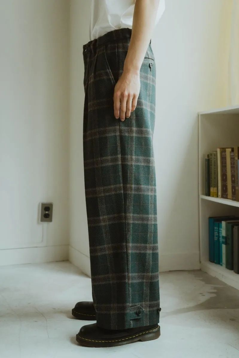 loose slacks pants/checkgreen