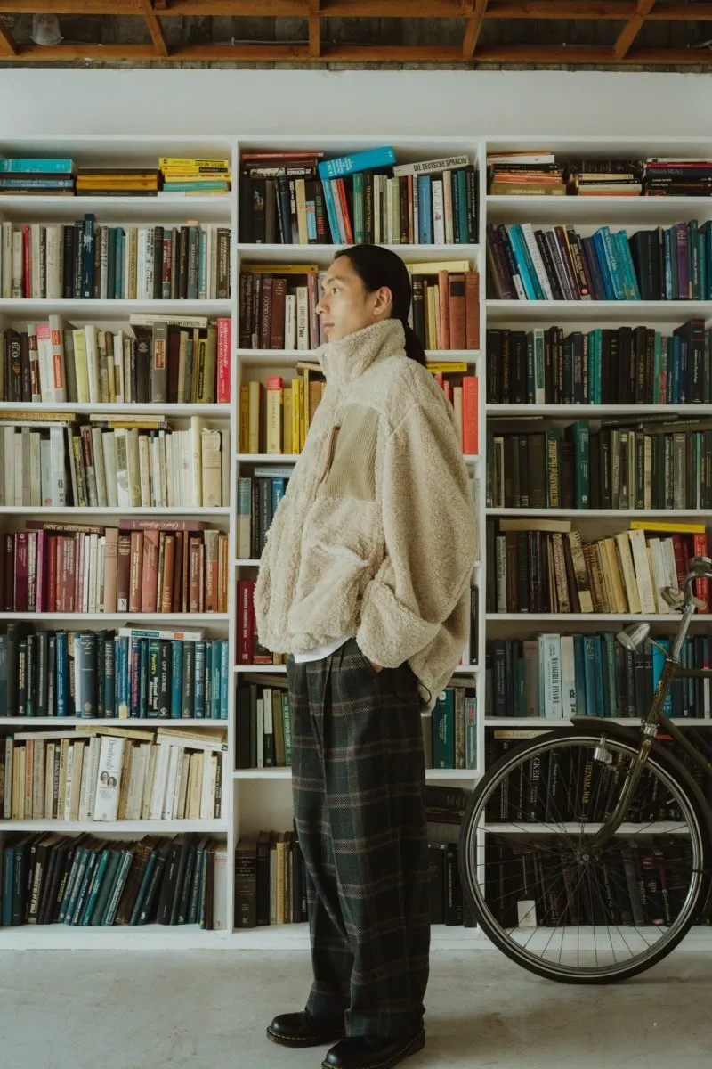 loose slacks pants/checkgreen