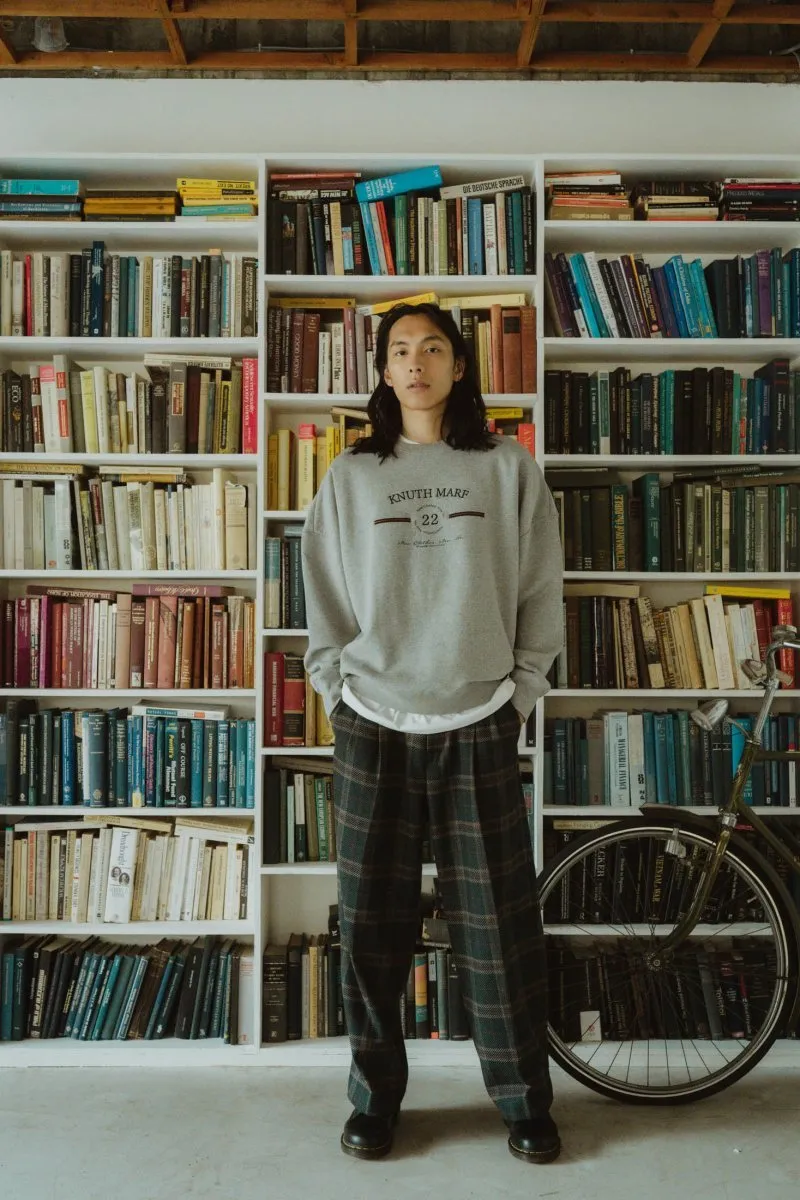 loose slacks pants/checkgreen