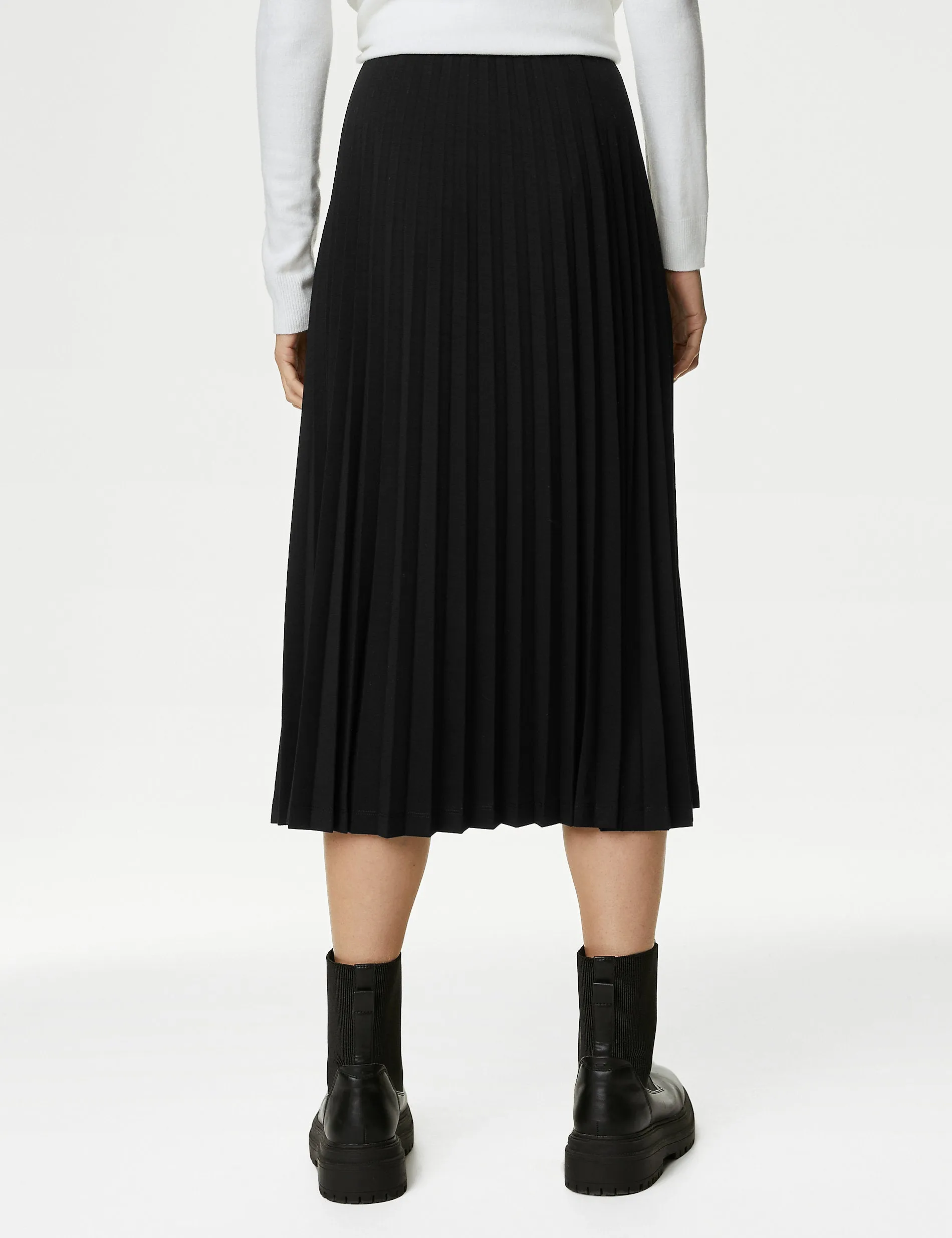 Marks & Spencer Pleated Jersey Midaxi Skirt, Black