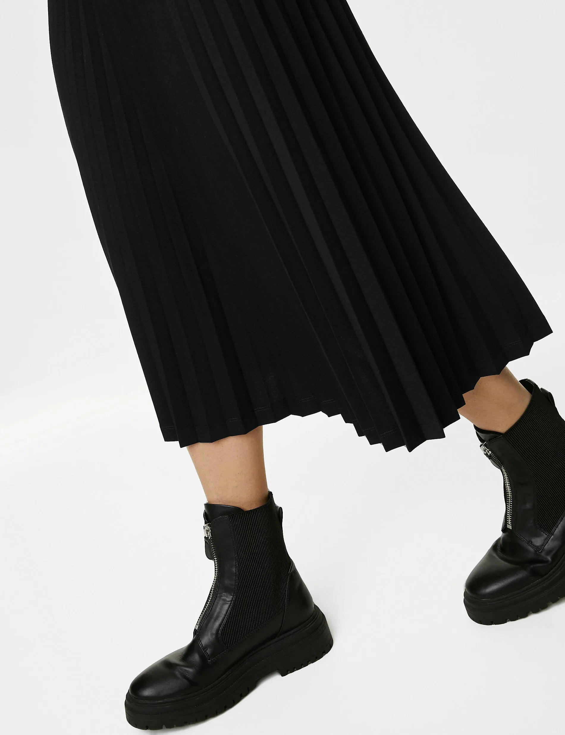 Marks & Spencer Pleated Jersey Midaxi Skirt, Black