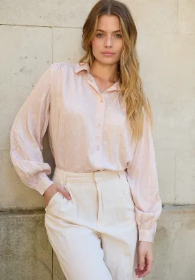 Marrianne Peter Pan Collar Tonal Foulard Floral Print Shirt In Pink
