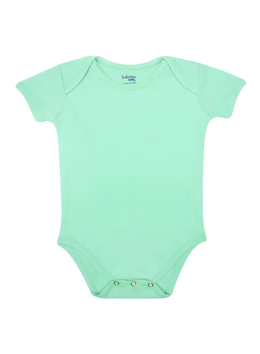 Organic Cotton Bodysuit Mint Green Color, Short Sleeves (0-24 months)