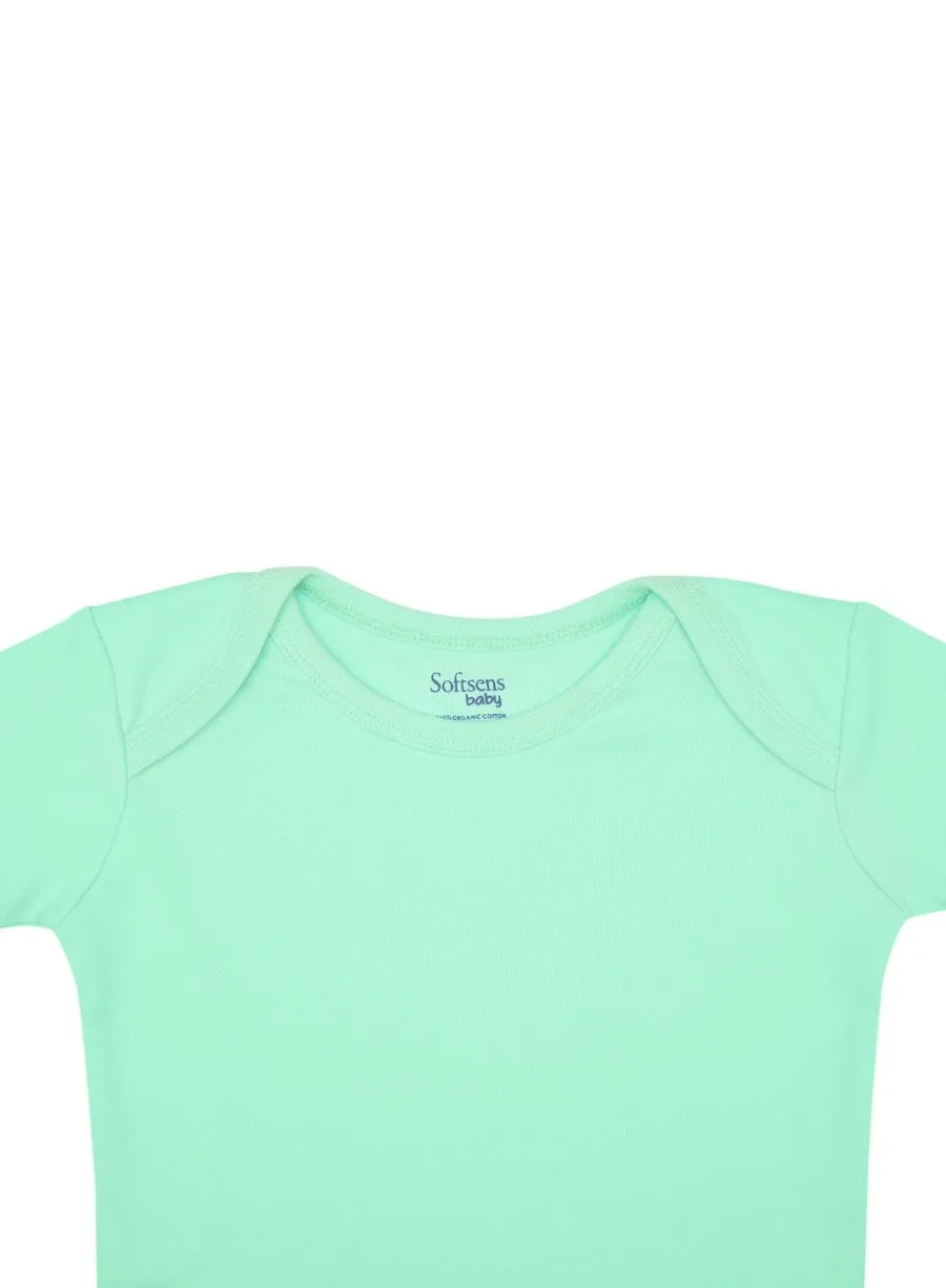 Organic Cotton Bodysuit Mint Green Color, Short Sleeves (0-24 months)