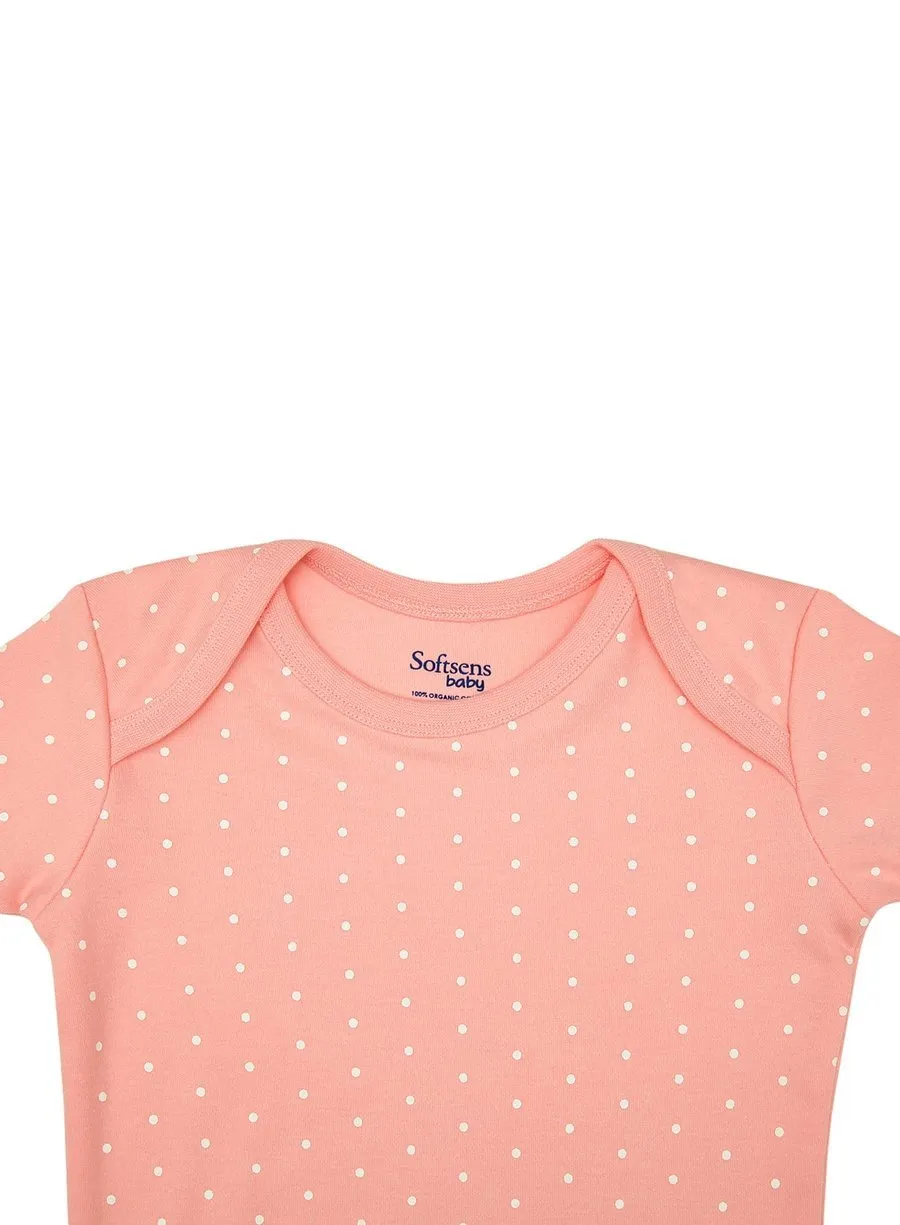 Organic Cotton Bodysuit, Pink & White Polka Dot (0-24 months)