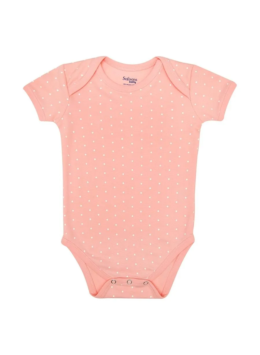 Organic Cotton Bodysuit, Pink & White Polka Dot (0-24 months)