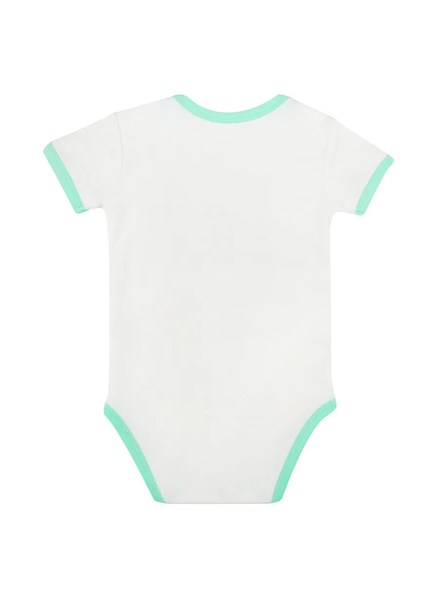 Organic Cotton Bodysuit, White & Mint Cupcake Print, Short Sleeves (0-24 Months)