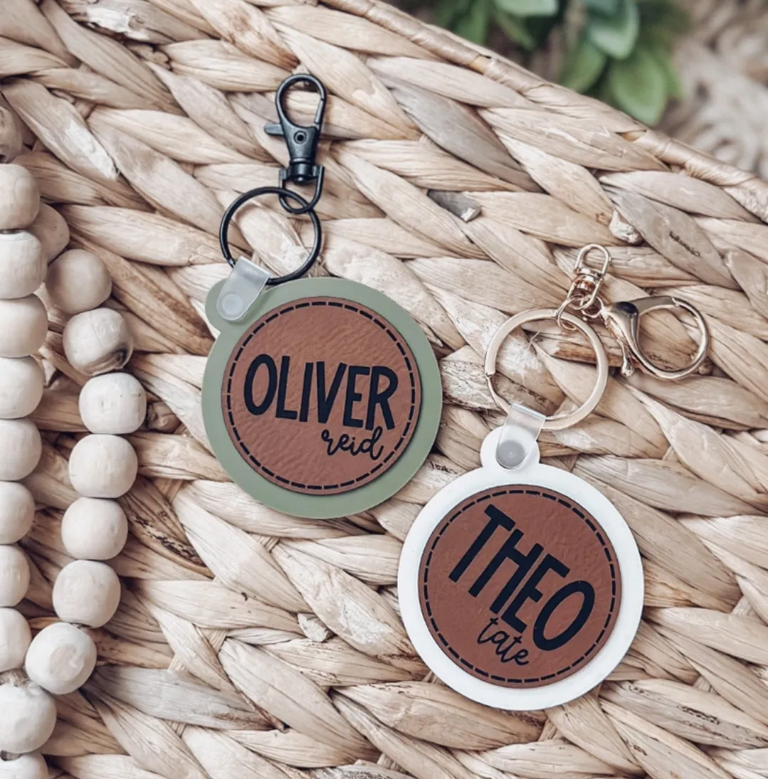 ROUND ACRYLIC LEATHER TAG