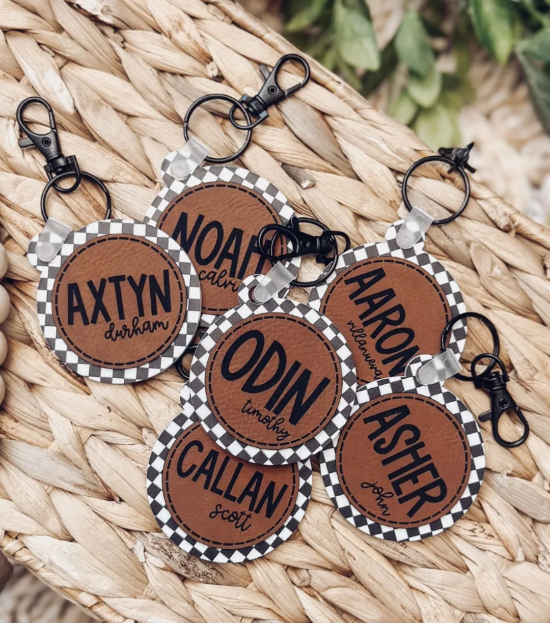 ROUND ACRYLIC LEATHER TAG