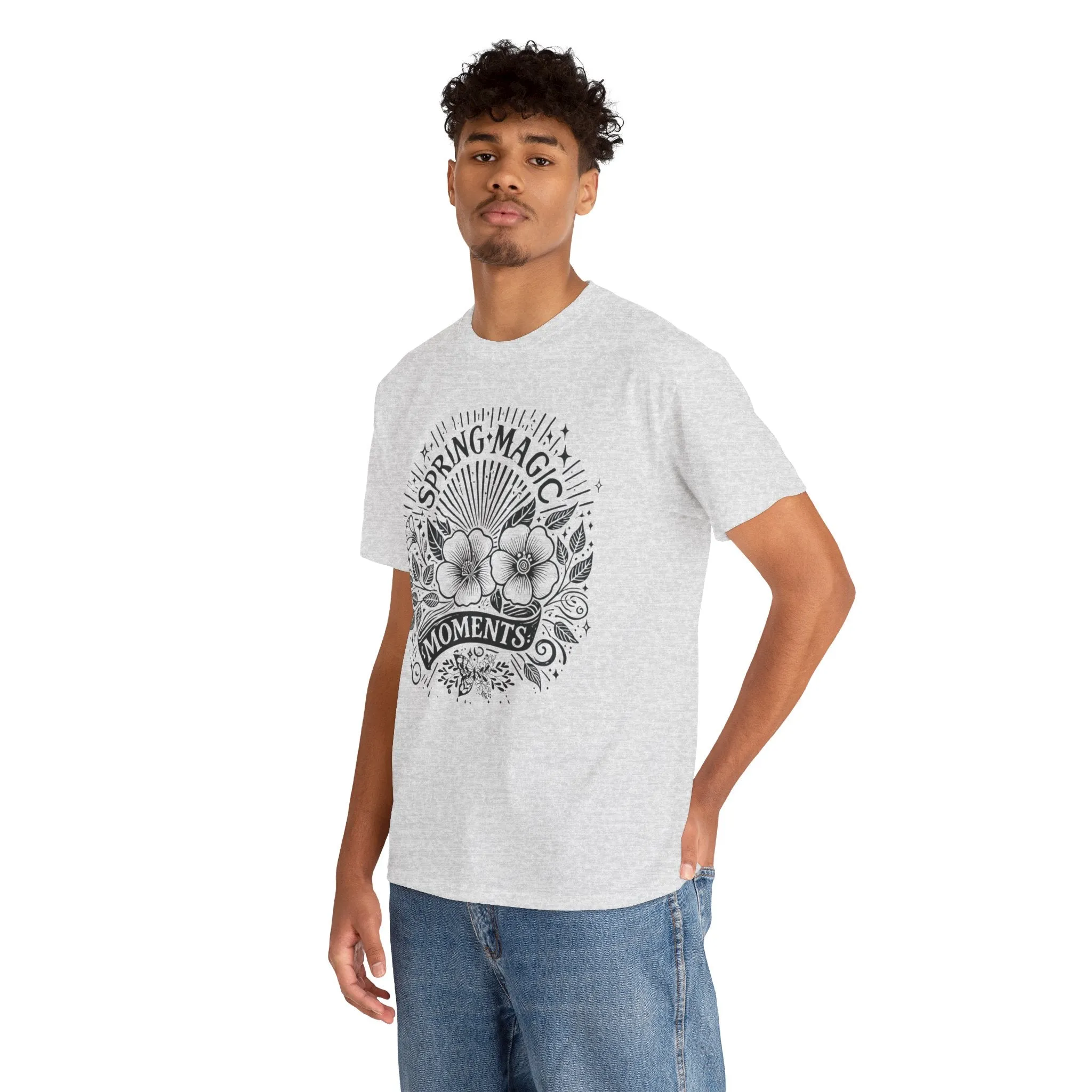 Spring Floral Unisex Cotton T-Shirt - 'Magic Moments' Nature-Inspired Tee for Outdoor Wear, Spring Festivals, Picnics, Everyday Comfort