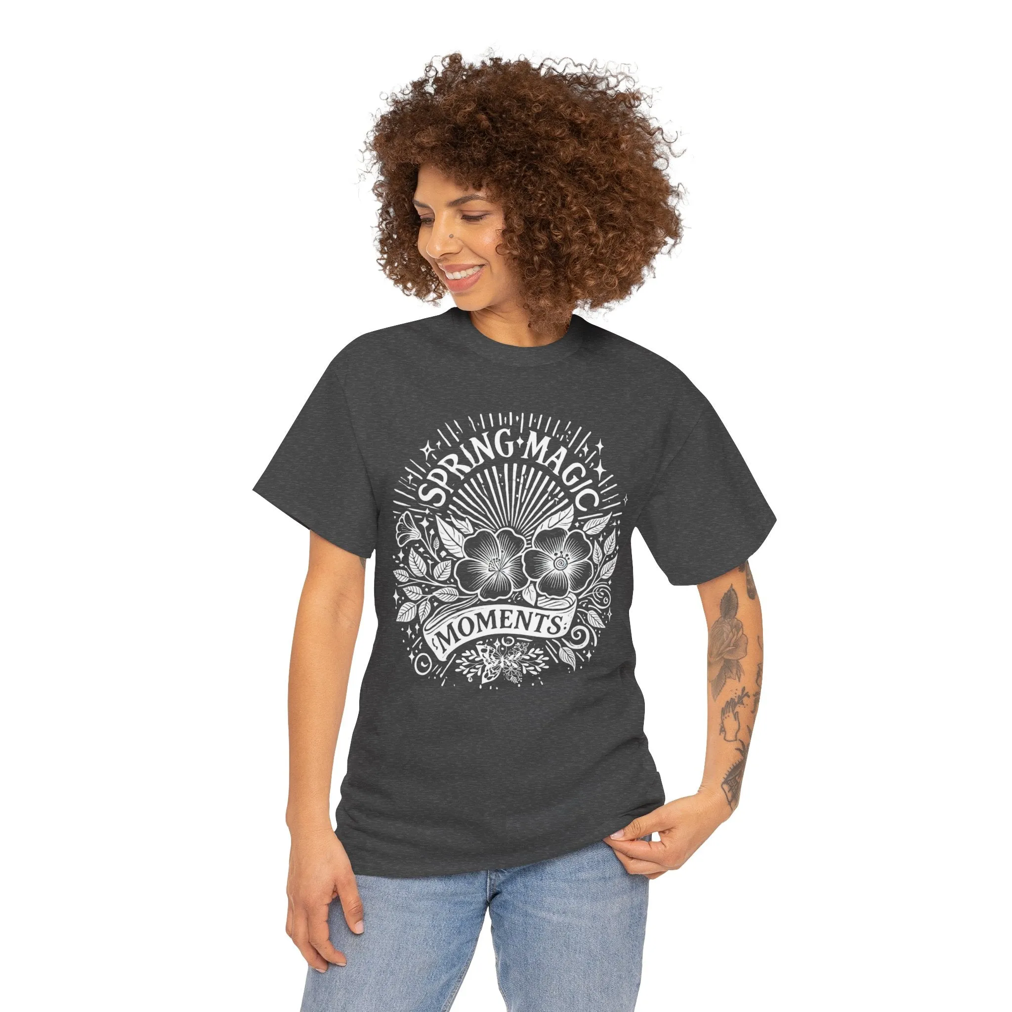 Spring Floral Unisex Cotton T-Shirt - 'Magic Moments' Nature-Inspired Tee for Outdoor Wear, Spring Festivals, Picnics, Everyday Comfort
