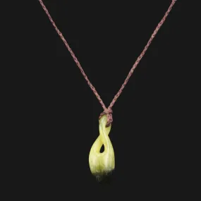 Zen-inspired Hand Carved Green Flower Jade Pendant - Simple Twist Design for Everyday Style and Outdoor Adventures. Timeless Elegance